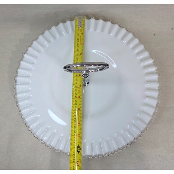 Vintage Fenton Silver Crest Single Tier Tidbit Tray 13" wide | 1942-1986 | USA - Picture 6 of 8